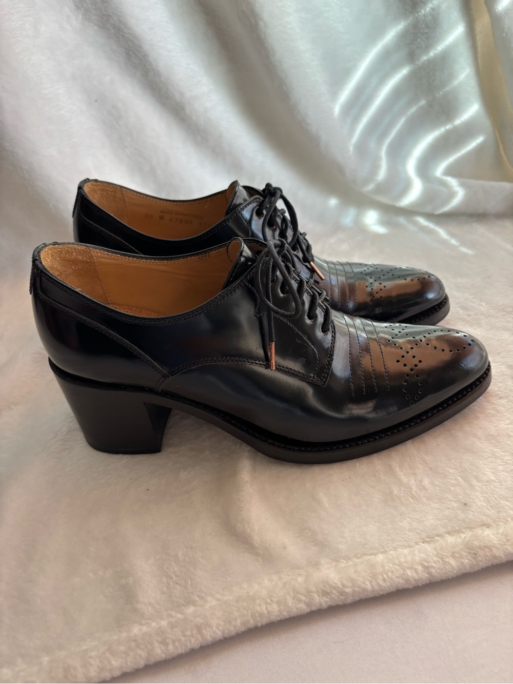 The Office of Angela Scott Miss Button Midheel Oxfords Black Size 39 Women’s